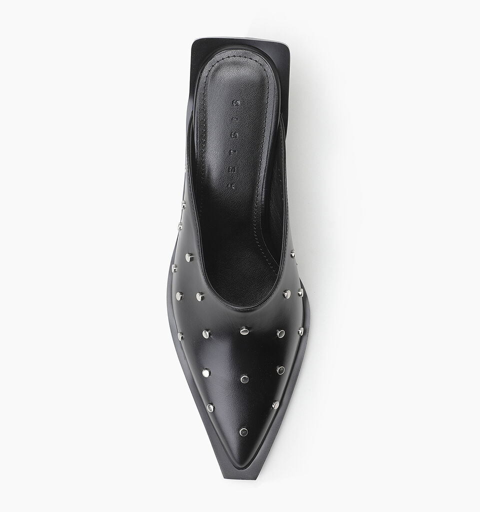 Black leather mules with studs - null - Schwarz | Sisley K image number 4